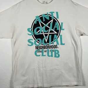 🔥 ANTI SOCIAL SOCIAL CLUB X NEIGHBORHOOD WHITE 'FILTH FURY' T-SHIRT Sz XL - EUC
